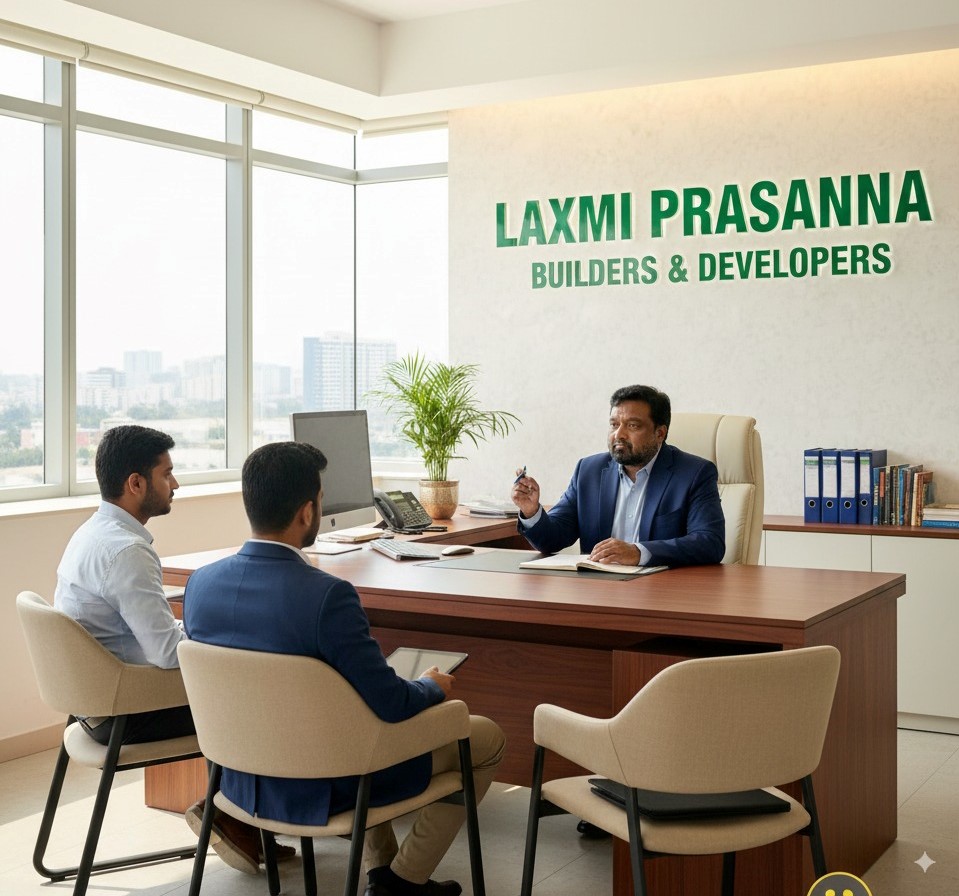 laxmi prasanna builders and developers ceo talking to clients